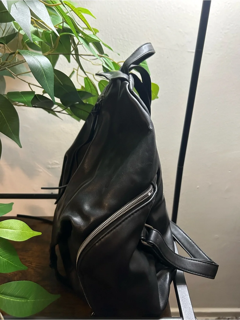 ASOS Black Leather-Effect Women's Backpack
